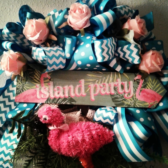 Rainbow Flamingo Tropical Party Wreath CUSTOM ORDERS SIGNS VARY FINAL SALE - Picture 4 of 4